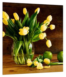 Obraz žlutých tulipánů ve váze (30x30 cm)