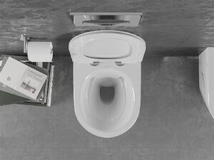 Mexen Lena, závěsná WC mísa Rimless s duroplastovým sedátkem s pomalým zavíráním, imitace mramoru-bílý kámen, 30224092