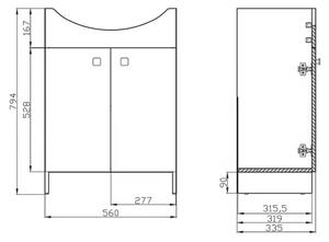 Cersanit Cersania+Rubid, umyvadlová skříňka + umyvadlo 60cm, bílá, S805-002-DSM