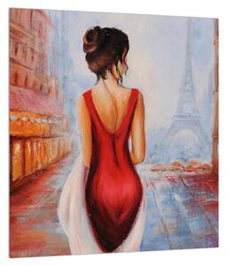 Obraz ženy a Eiffelovy věže (30x30 cm)