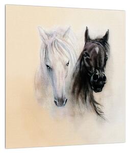 Malovaný obraz koní (30x30 cm)