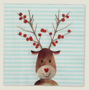 Vánoční ubrousky Reindeer Stripes 20 szt