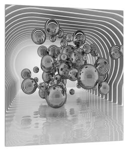 Abstraktní černobílý obraz - bubliny (30x30 cm)