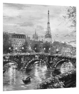 Obraz černobílé krajiny s Eiffelovou věží (30x30 cm)