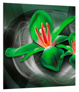 Moderní zelený obraz květů (30x30 cm)
