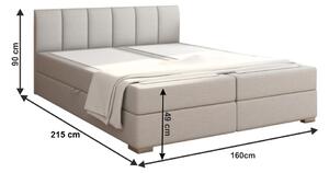 Tempo Kondela Čalouněná postel RIANA KOMFORT 160x200, s úložným prostorem, světle šedá