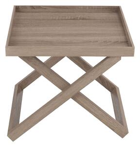 Hnědý dřevěný odkládací stolek s podnosem Butlertray - 52*52*46cm