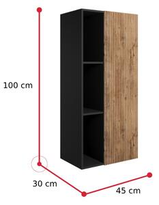Závěsná koupelnová skříňka WOTA, 45x100x30, dub wotan/černá