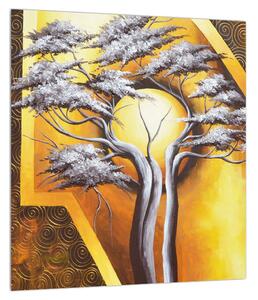 Orientální obraz stromu a slunce (30x30 cm)