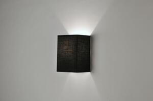 Nástěnné designové černé svítidlo Stellendam (Černé nástěnné světlo s textilním stínítkem, kabelem a vypínačem)