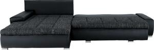 Tempo Kondela Rohová sedací souprava TONIKS, rozkládací s úložným prostorem, černá/černý melír
