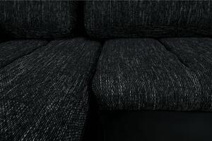 Tempo Kondela Rohová sedací souprava TONIKS, rozkládací s úložným prostorem, černá/černý melír
