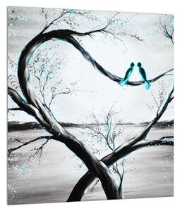 Obraz dvou ptáků na stromě (30x30 cm)