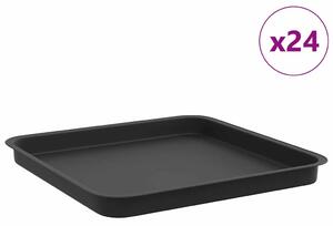 Čtvercový květinový tác 24 pcs Černá 36 x 36 x 2.5 cm Plast
