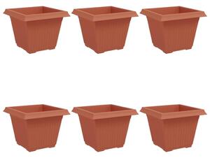 Čtvercový květináč 6 pcs Cihlově červená 43 x 43 x 33,5 cm