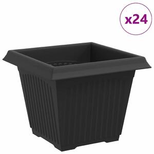 Čtvercový květináč 24 pcs Černá 33 x 33 x 26 cm Plast
