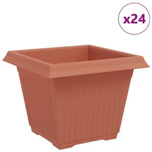Čtvercový květináč 24 pcs Cihlově červená 28,5 x 28,5 x 22 cm