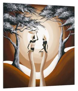 Orientální obraz dvou žen a stromu (30x30 cm)