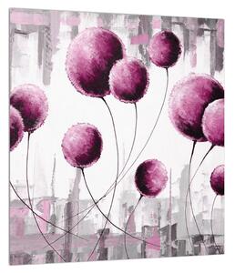 Abstraktní obraz - růžové balónky (30x30 cm)