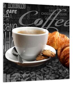 Obraz kávy a croissantů (30x30 cm)