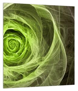 Abstraktní obraz zelené růže (30x30 cm)