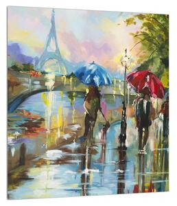 Obraz deštivého počasí a Eiffelovy věže (30x30 cm)