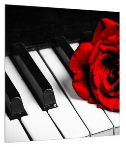 Obraz růže a klavíru (40x40 cm)