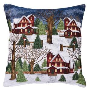 Povlak MOTIV domky červenobílá 45 x 45 cm