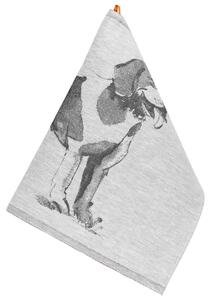 Lapuan Kankurit Lněná utěrka Koira 46x70, šedo-černá
