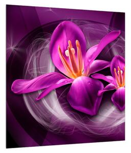 Moderní fialový obraz květů (40x40 cm)