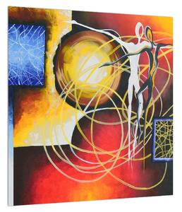 Abstraktní obraz - malba tanečníků (40x40 cm)