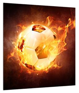 Obraz fotbalového míče v ohni (40x40 cm)