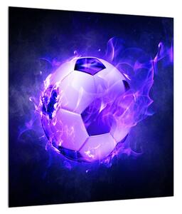 Obraz fotbalového míče v modrém ohni (40x40 cm)