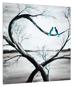 Obraz dvou ptáků na stromě (40x40 cm)