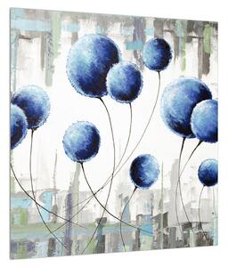 Abstraktní obraz - modré balónky (40x40 cm)