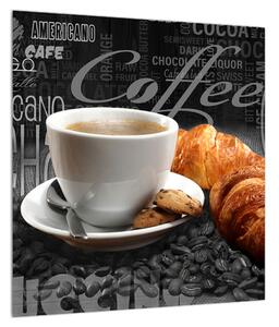 Obraz kávy a croissantů (40x40 cm)