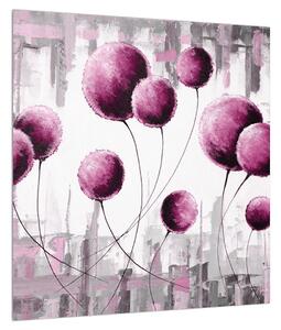 Abstraktní obraz - růžové balónky (40x40 cm)