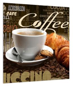Obraz kávy a croissantů (40x40 cm)