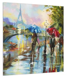 Obraz deštivého počasí a Eiffelovy věže (40x40 cm)