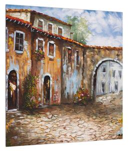 Obraz malované středomořské uličky (40x40 cm)