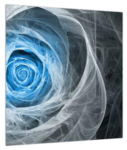 Abstraktní obraz modré růže (40x40 cm)