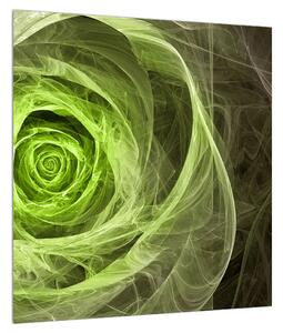 Abstraktní obraz zelené růže (40x40 cm)