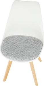 Tempo Kondela Plastová jídelní židle DAMARA bílá/světle šedá látka