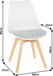 Tempo Kondela Plastová jídelní židle DAMARA bílá/světle šedá látka