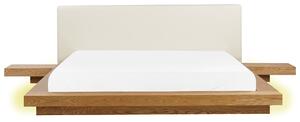 LED postel Umělá kůže ZEN 180 x 200 cm Přírodní jasan