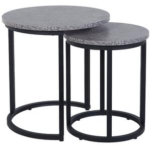 Sada dvou kávových stolků imitace betonu/černé DIXIE