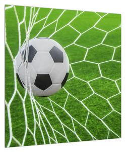 Obraz fotbalového míče v síti (50x50 cm)