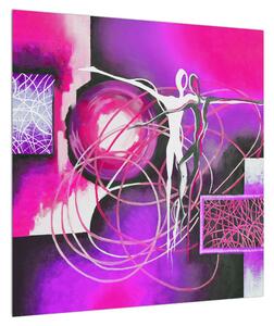 Abstraktní obraz fialových tanečníků (50x50 cm)