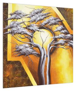 Orientální obraz stromu a slunce (50x50 cm)