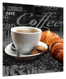 Obraz kávy a croissantů (50x50 cm)
